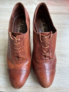 Cole Haan NIKEAIR Brown Leather Lace-Up Oxford Boots Sz 8 B